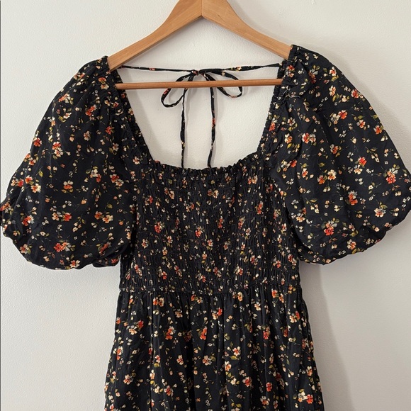 GAP Puff‎ Sleeve Smocked Mini Dress Floral Babydoll Puff Sleeves Size S - Picture 3 of 11